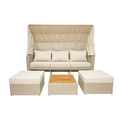 Deko Living Outdoor Wicker Patio Sofa with Canopy & Ottoman Set COP30007